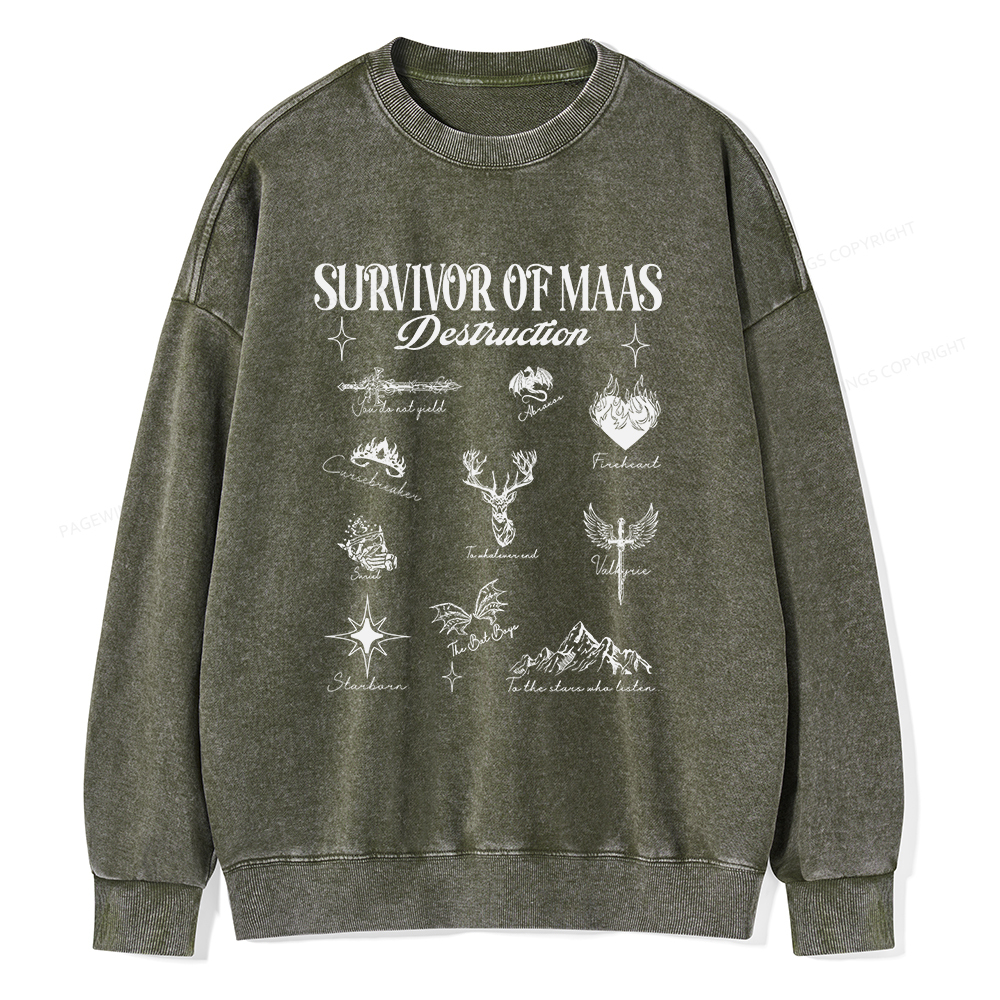 Pagewings Survivor of Maas Unisex Washed Sweatshirt