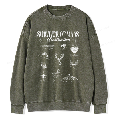 Pagewings Survivor of Maas Unisex Washed Sweatshirt