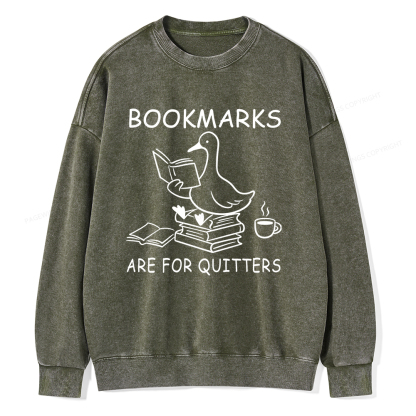 Pagewings Bookmarks Are For Quitters Unisex Washed Sweatshirt