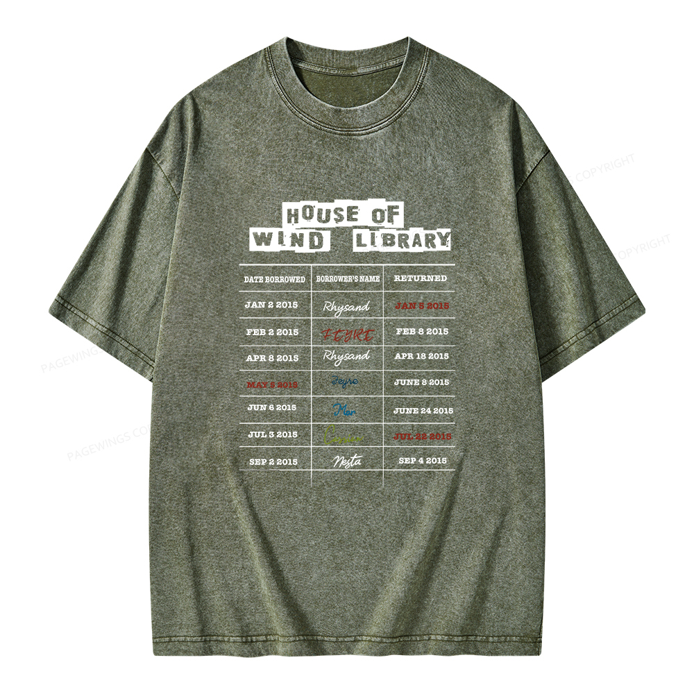Pagewings House Of Wind Library Unisex Washed T-shirt