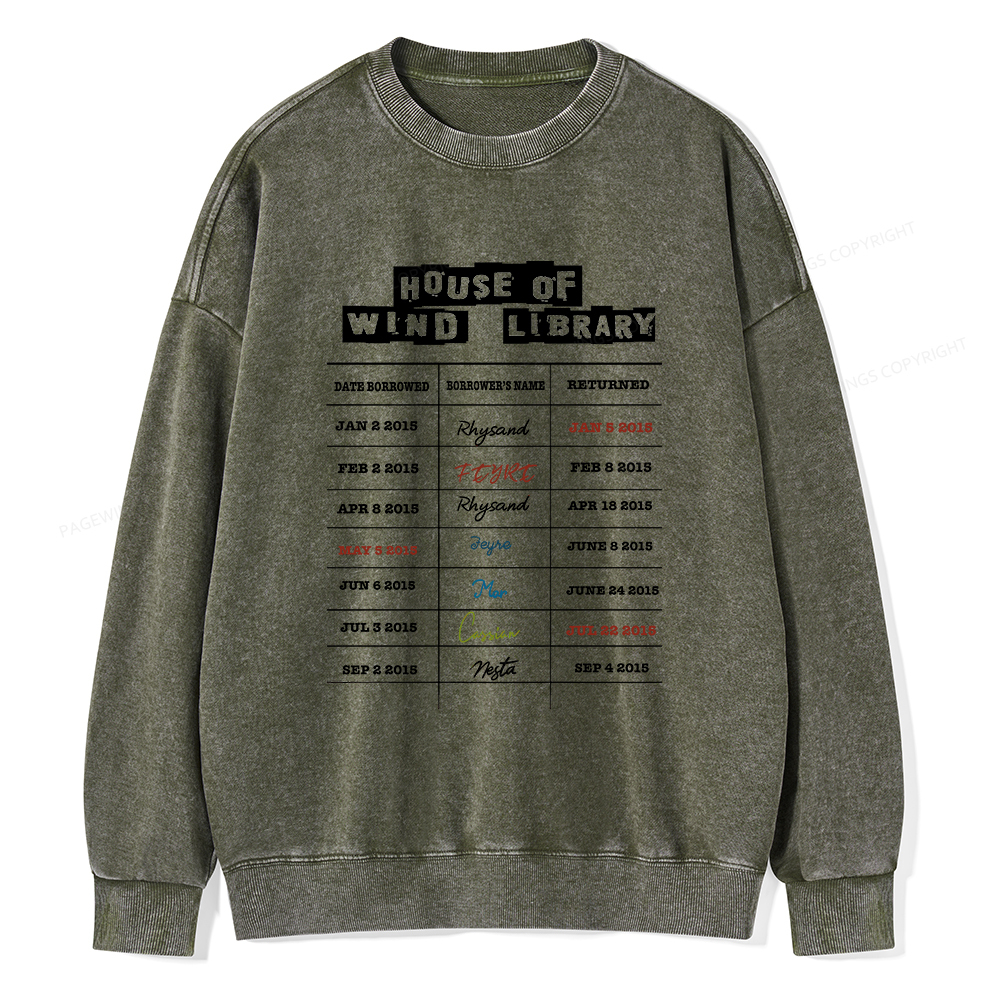 Pagewings House Of Wind Library Unisex Washed Sweatshirt