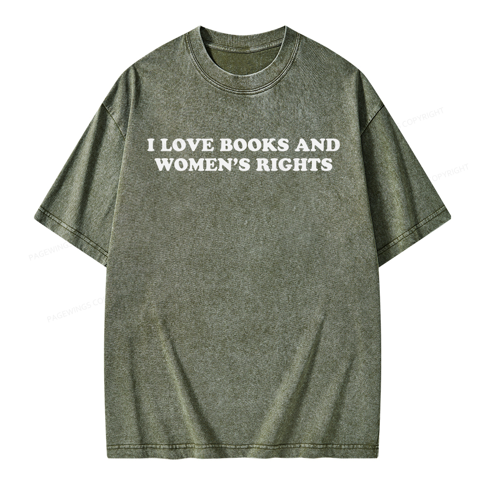 Pagewings I Love Books And Women's Rights Unisex Washed T-shirt