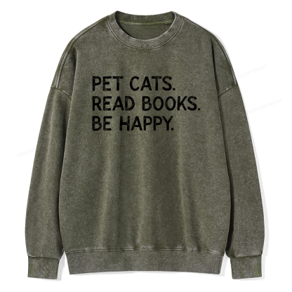 Pagewings Dogs Reading Books Unisex Washed Sweatshirt