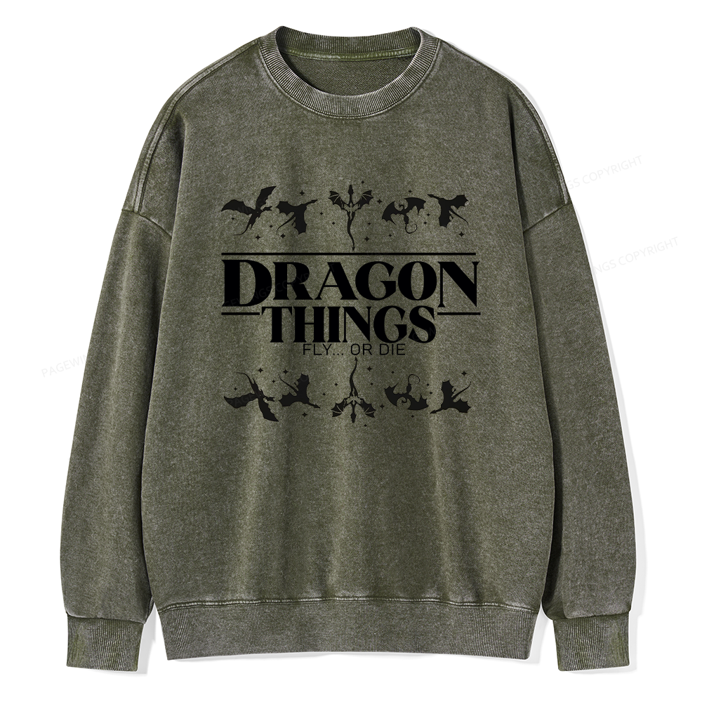 Pagewings Dragon Things Fly Unisex Washed Sweatshirt