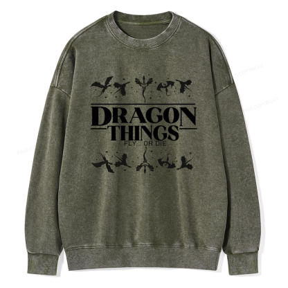 Pagewings Dragon Things Fly Unisex Washed Sweatshirt