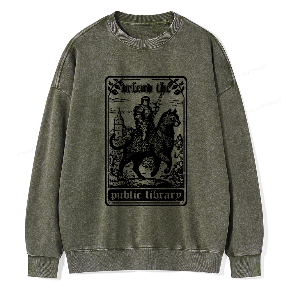 Pagewings Defend The Public Libraries Unisex Washed Sweatshirt