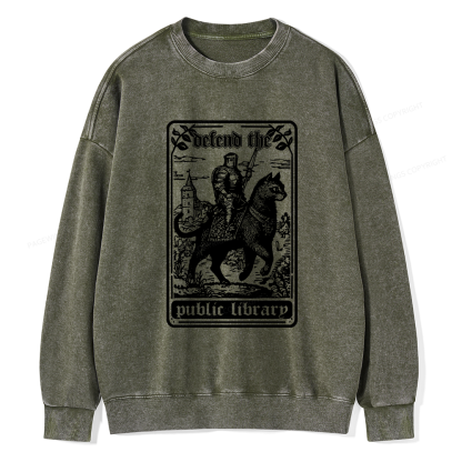 Pagewings Defend The Public Libraries Unisex Washed Sweatshirt