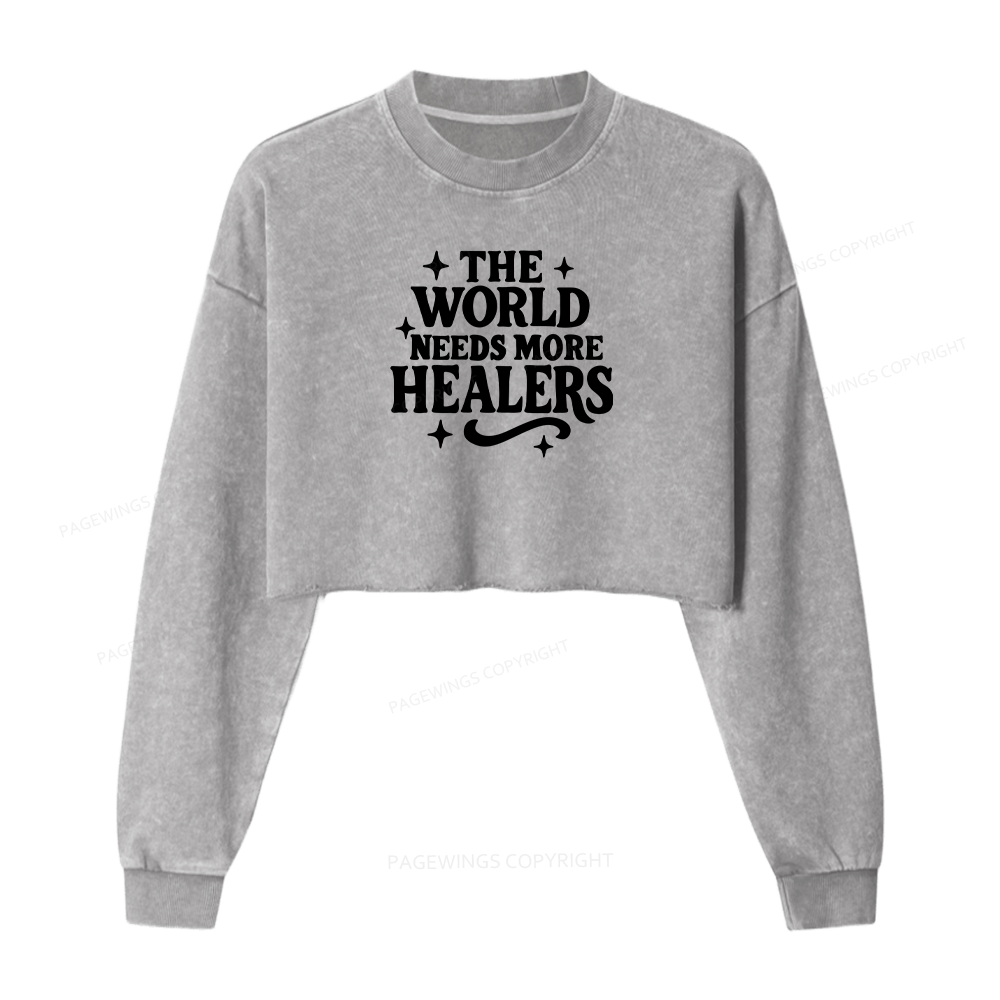 Pagewings Nurse Badge Reel Washed Crop Sweatshirt