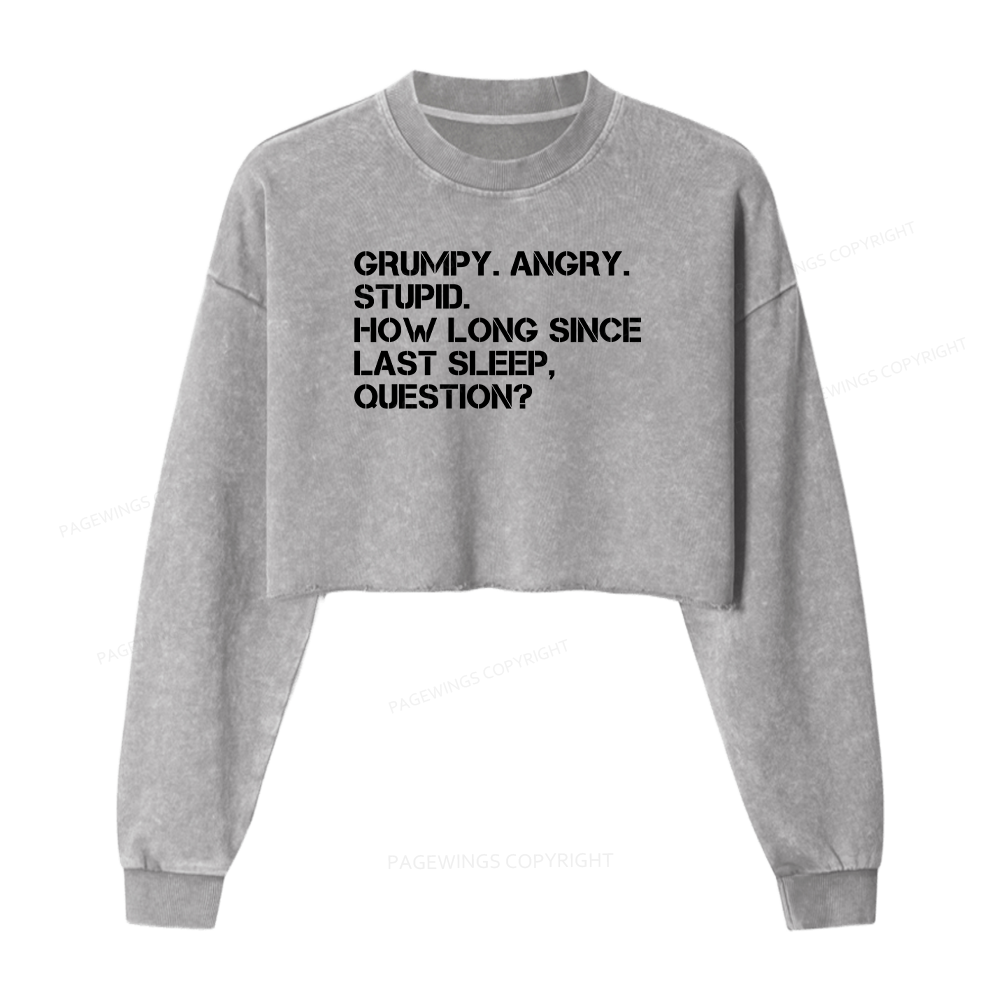Pagewings Grumpy Rocky Quote Washed Crop Sweatshirt