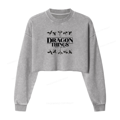 Pagewings Dragon Things Fly Washed Crop Sweatshirt