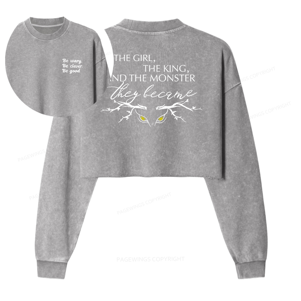 Pagewings Be Wary Be Clever Be Good Washed Crop Sweatshirt