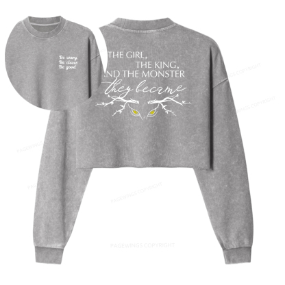 Pagewings Be Wary Be Clever Be Good Washed Crop Sweatshirt