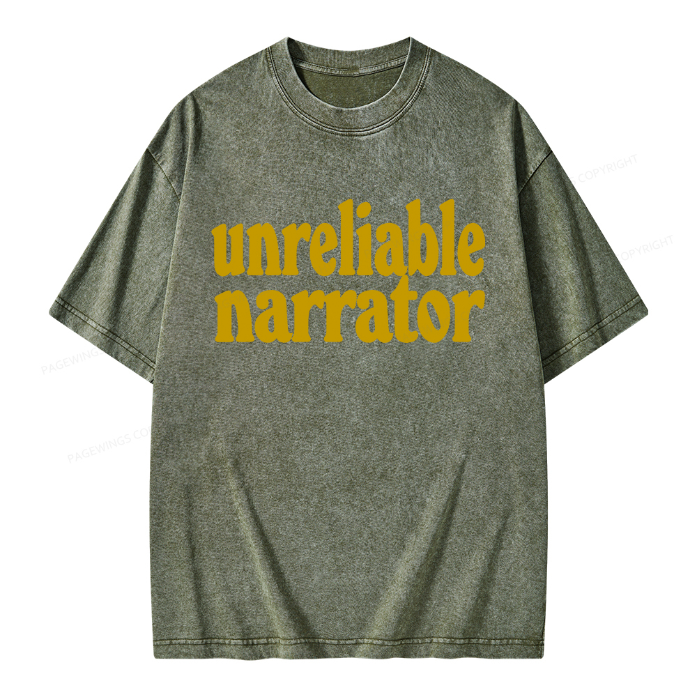 Pagewings Unreliable Narrator Unisex Washed T-shirt