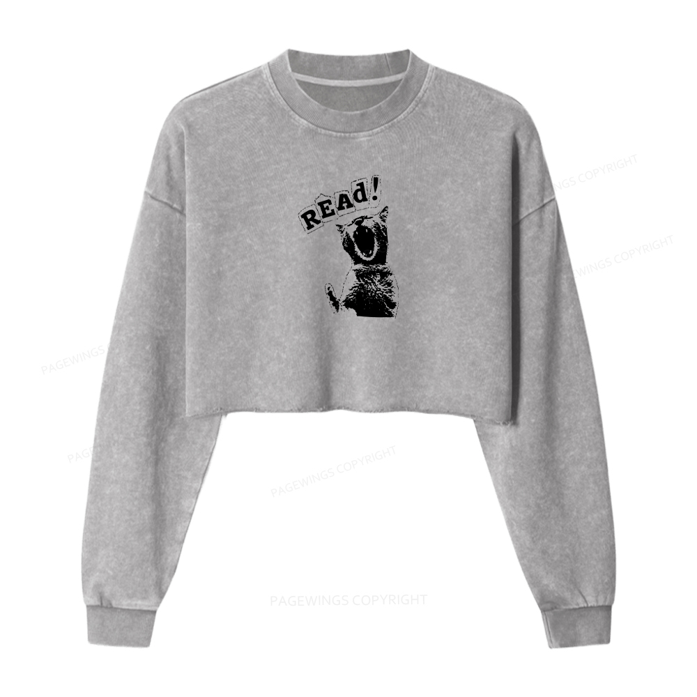 Pagewings Read Washed Crop Sweatshirt