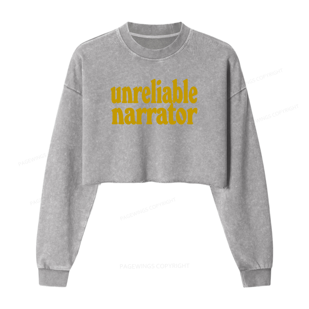 Pagewings Unreliable Narrator Washed Crop Sweatshirt