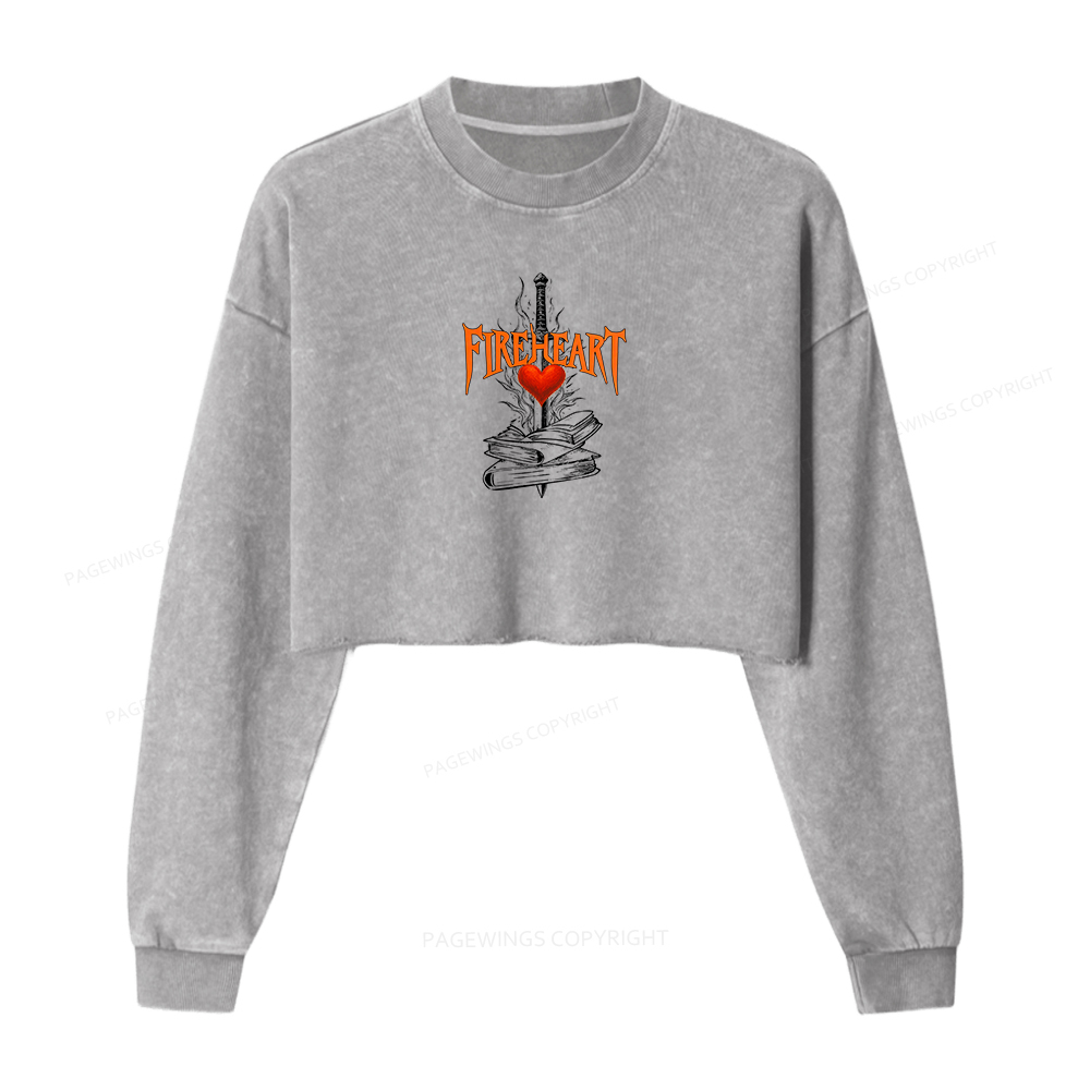 Pagewings Fireheart Unisex Washed Crop Sweatshirt