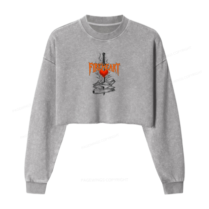 Pagewings Fireheart Unisex Washed Crop Sweatshirt
