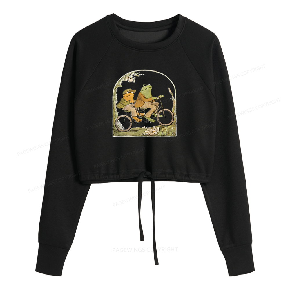Pagewings The Growing Frog Book Vintage Women Cropped Sweatshirt 