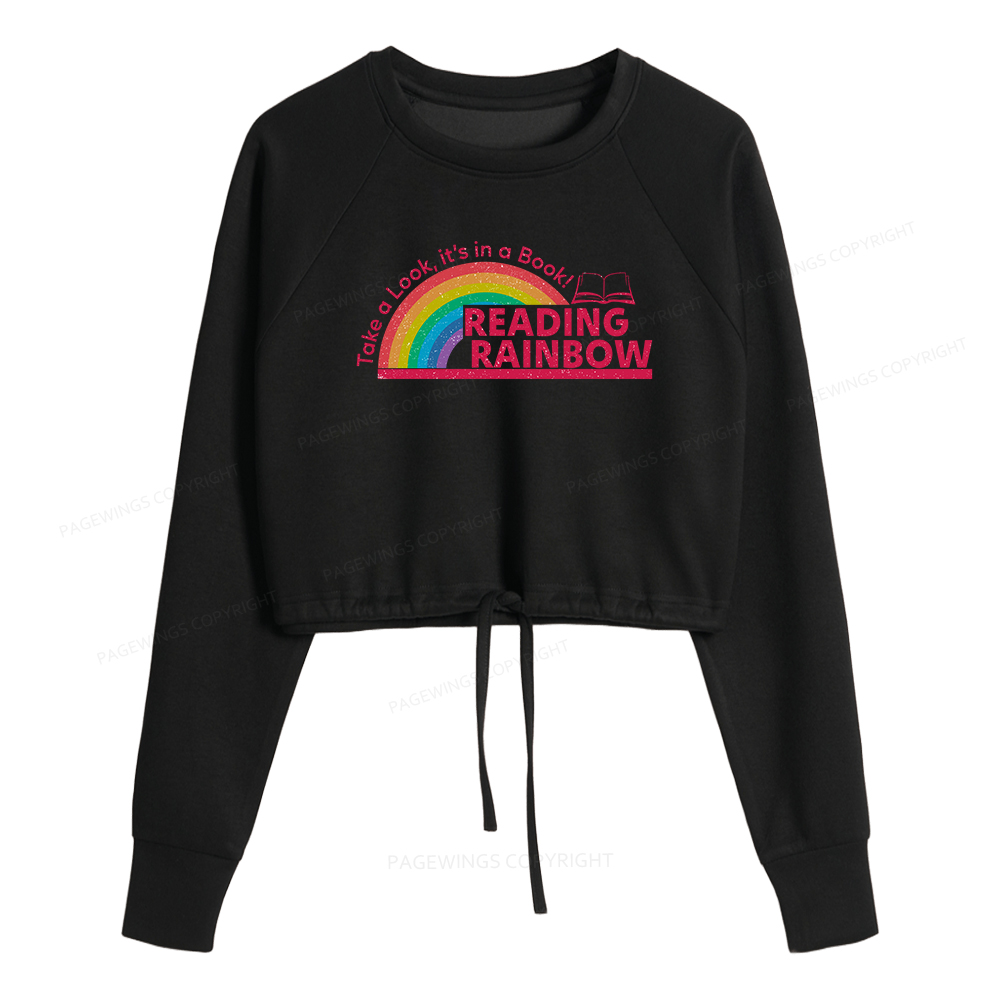 Pagewings Reading With Rainbow Women Cropped Sweatshirt 