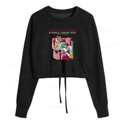 Pagewings Library Week Poster 1996 Women Cropped Sweatshirt 