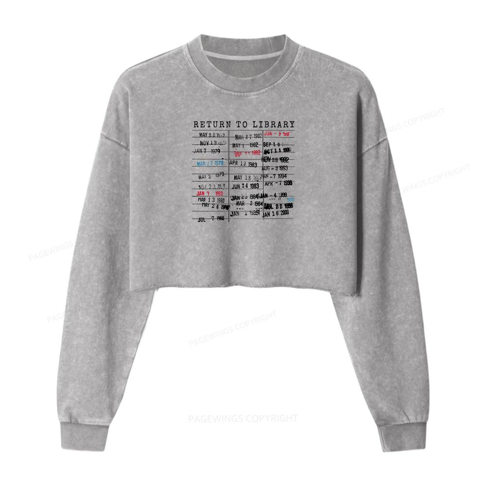 Pagewings Return To Library Washed Crop Sweatshirt