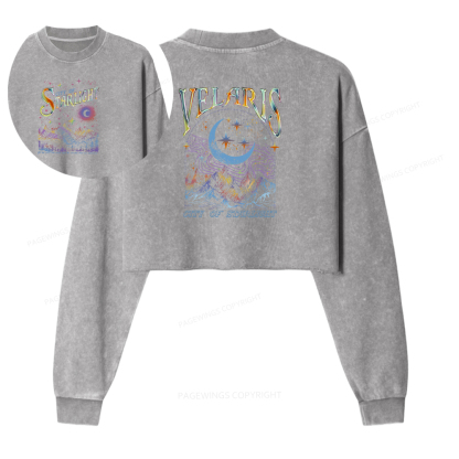 Pagewings Velaris City Of Starlight ACOTAR Two-Sided Washed Crop Sweatshirt