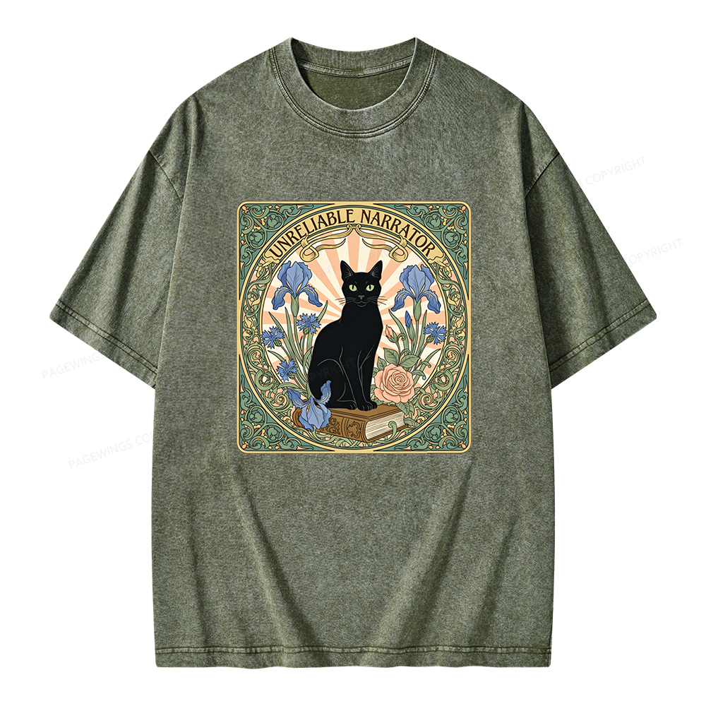 Pagewings Unreliable Narrator Unisex Washed T-shirt