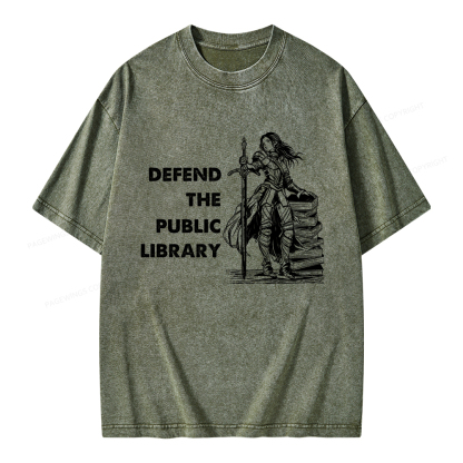 Pagewings Defend The Public Library Unisex Washed T-shirt