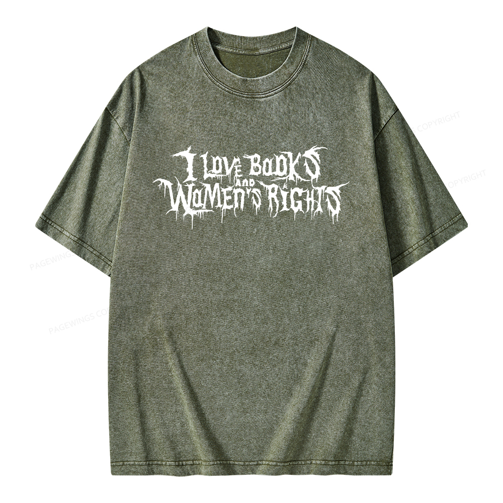 Pagewings I Love Books And Women's Rights Unisex Washed T-shirt