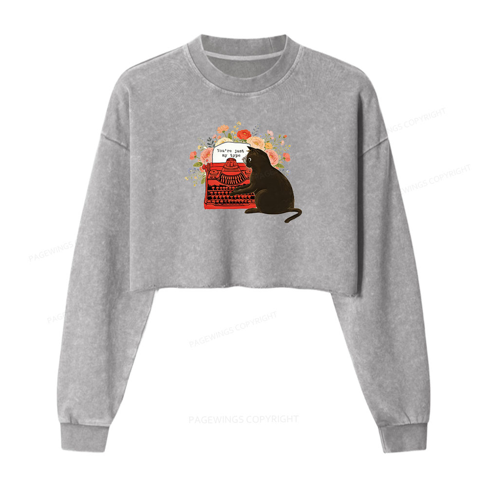 Pagewings You're Just My Type Washed Crop Sweatshirt
