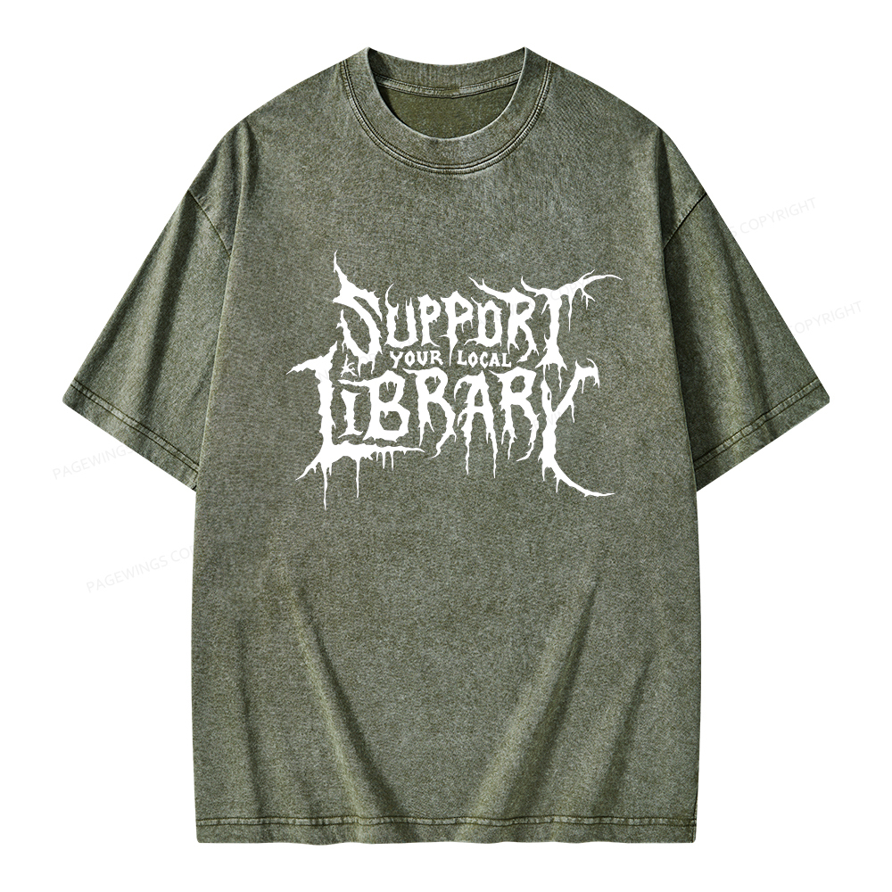Pagewings Support Your Local Library Unisex Washed T-shirt