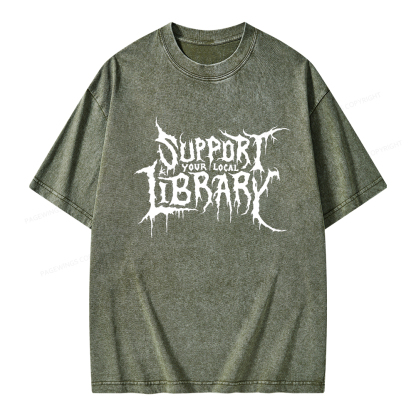 Pagewings Support Your Local Library Unisex Washed T-shirt