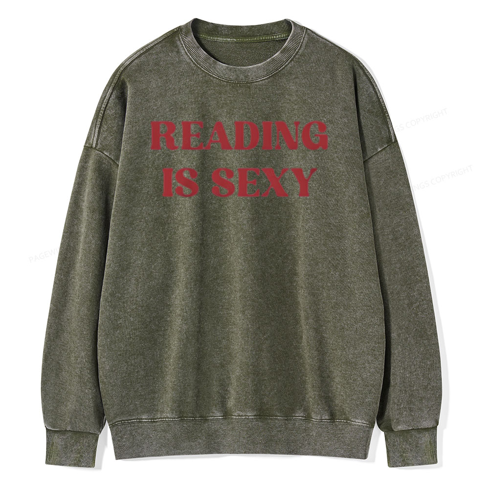 Pagewings Reading Is Sexy Shirt, Book Lover Shirt Unisex Washed Sweatshirt