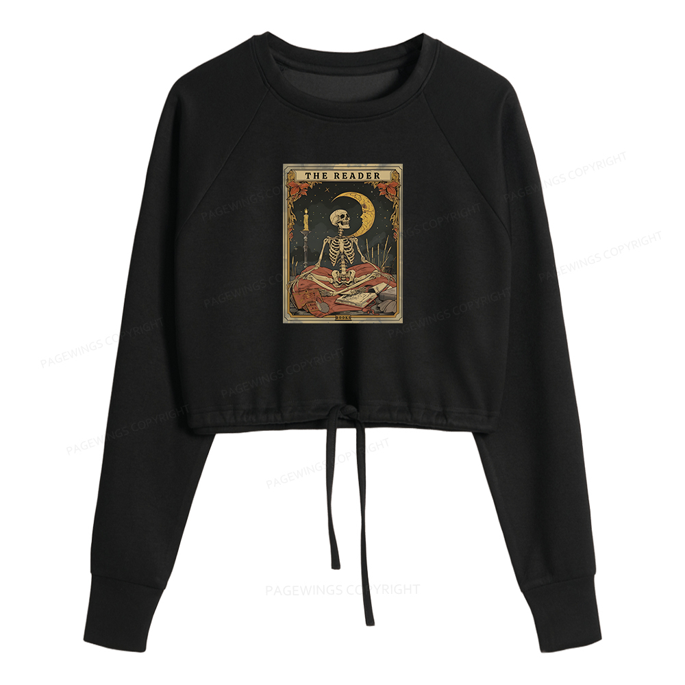 Pagewings The Reader Tarot Card Women Cropped Sweatshirt 
