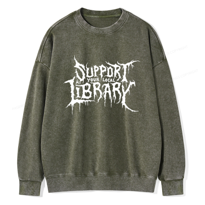 Pagewings Support Your Local Library Unisex Washed Sweatshirt