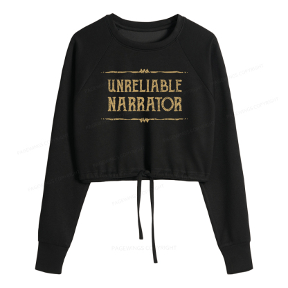 Pagewings Unreliable Narrator Women Cropped Sweatshirt 