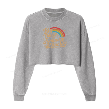 Pagewings Big Fan Of Feminism & Books Washed Crop Sweatshirt
