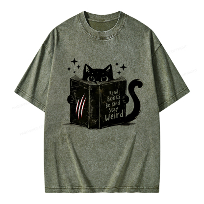 Pagewings Read Books Be Kind Stay Weird Unisex Washed T-shirt