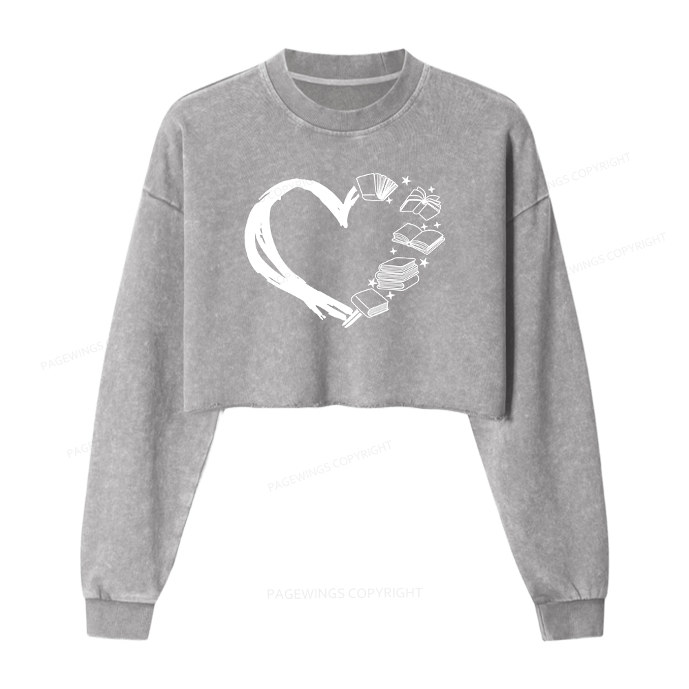 Pagewings Love of Books Washed Crop Sweatshirt