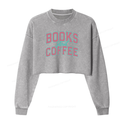 Pagewings Books And Coffee Washed Crop Sweatshirt