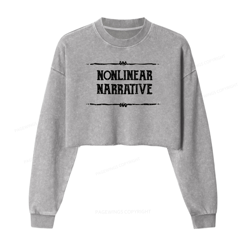 Pagewings Nonlinear Narrative Washed Crop Sweatshirt