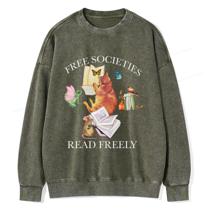 Pagewings Free societies read freely shirt Unisex Washed Sweatshirt