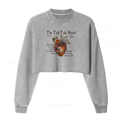 Pagewings Tale Heart Washed Crop Sweatshirt