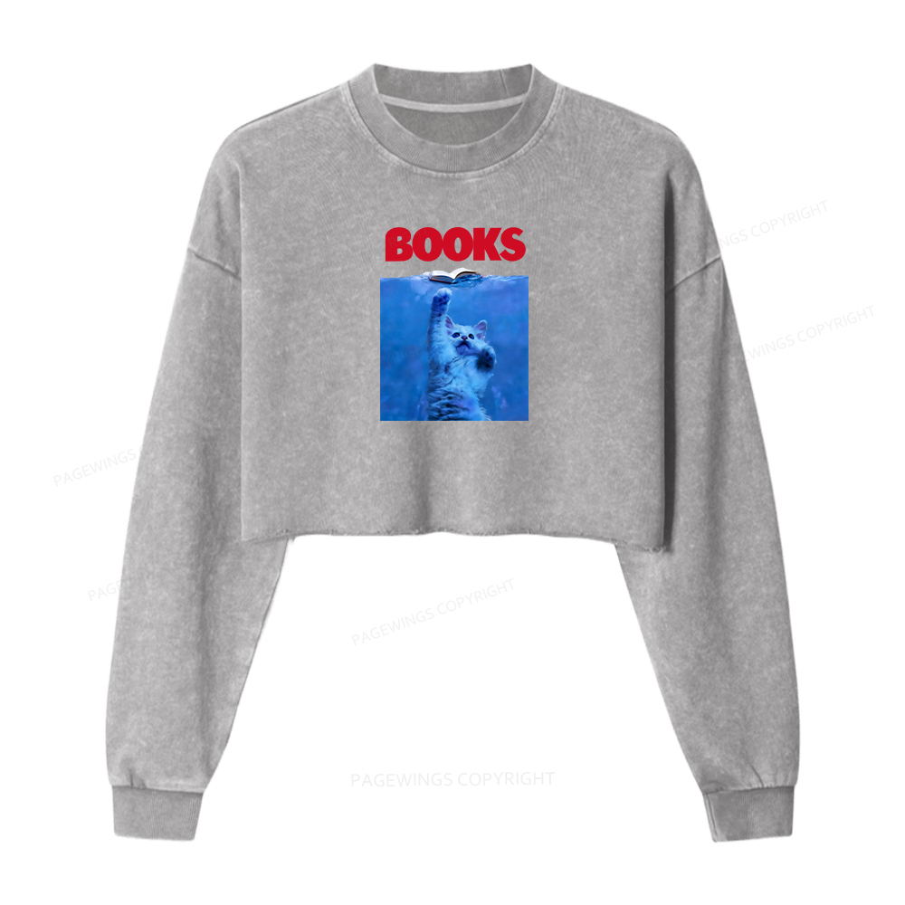 Pagewings Books Washed Crop Sweatshirt