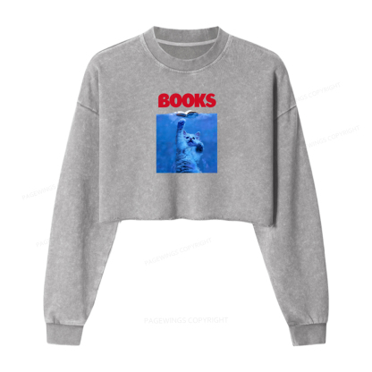 Pagewings Books Washed Crop Sweatshirt