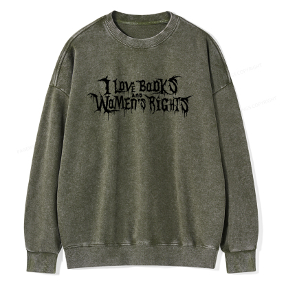 Pagewings I Love Books And Women's Rights Unisex Washed Sweatshirt