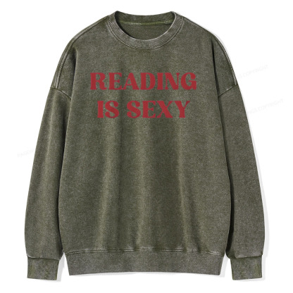 Pagewings Reading Is Sexy Shirt, Book Lover Shirt Unisex Washed Sweatshirt