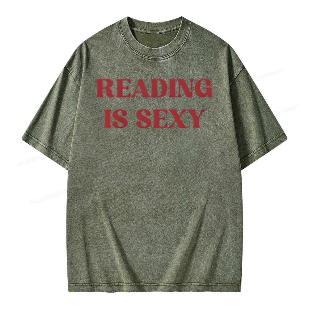 Pagewings Reading Is Sexy Shirt, Book Lover Shirt Unisex Washed T-shirt