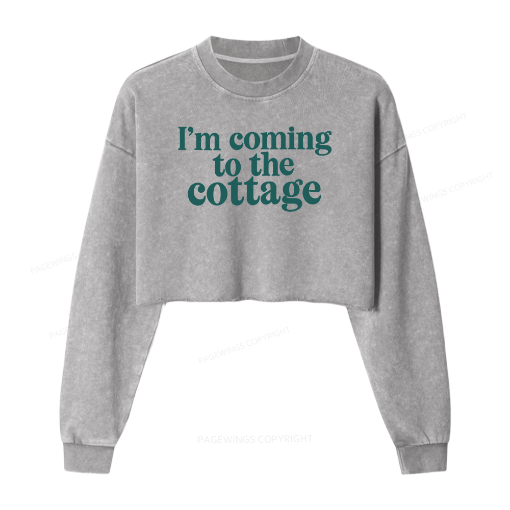 Pagewings I'm Coming To The Cottage Washed Crop Sweatshirt