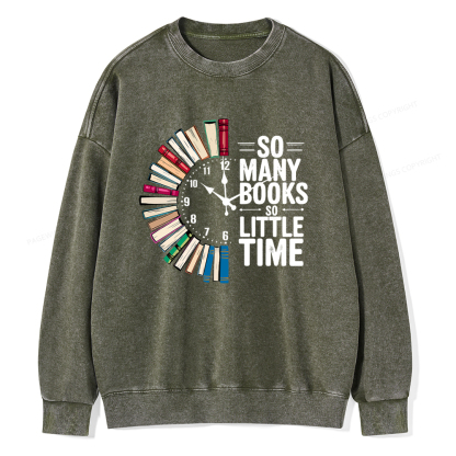 Pagewings So Many Books So Little Time Unisex Washed Sweatshirt